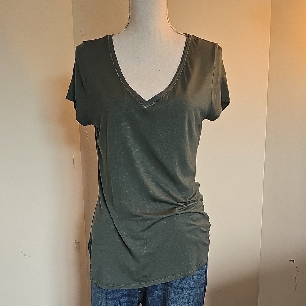 WHBM Olive V-Neck Women's Top